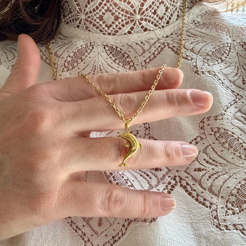 Pendentif Pendentif dauphin en or creux 58 Facettes REF24037C-201