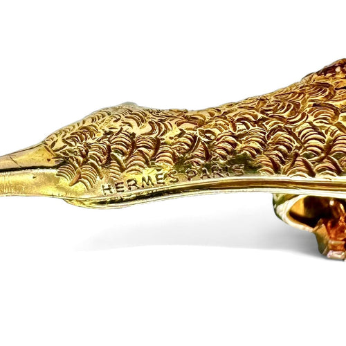 Broche Hermès - Broche oiseau en or jaune et tourmalines 58 Facettes