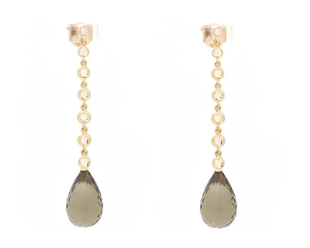 Boucles d'oreilles Boucles d’oreilles en or rose 18 ct avec quartz fumé et diamants 58 Facettes 14713