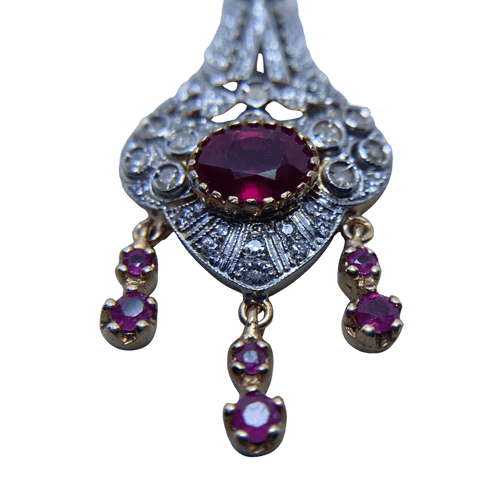 Collier Collier en or jaune argent diamants rubis 58 Facettes