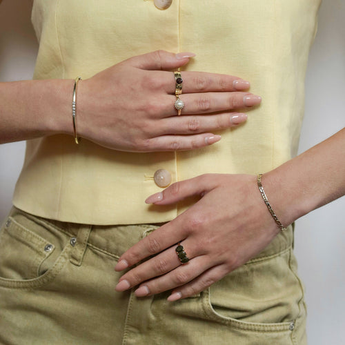 Bague Bague vintage en or jaune 14 carats et quartz fumé 58 Facettes 2501021