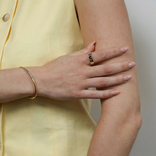 Bague Bague vintage en or jaune 14 carats et quartz fumé 58 Facettes 2501021