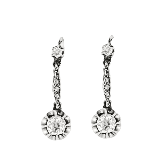 Boucles d'oreilles Dormeuses 2 ors diamants 58 Facettes