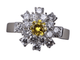 Bague 52 Bague en or blanc fleur diamant jaune 58 Facettes BA-42