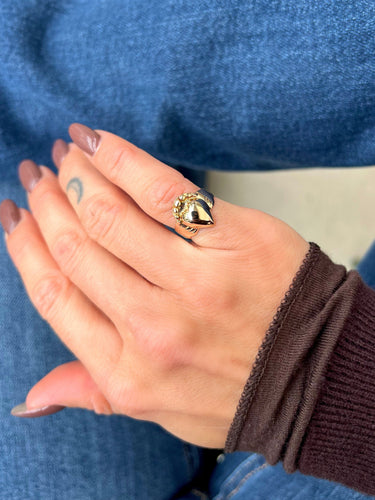 Bague 48 Bague promesse « gros cœur » en or rose 18 carats 58 Facettes