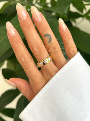 Bague 51.5 Bague jonc trilogie en or rose 18 carats et diamants 58 Facettes