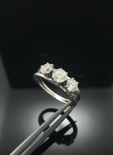 Bague Bague trilogie en or blanc avec diamants 58 Facettes