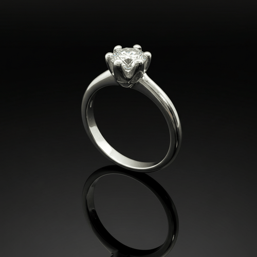 Bague 53 Bague solitaire en or blanc 18 carats avec diamant naturel 0,80 ct 58 Facettes