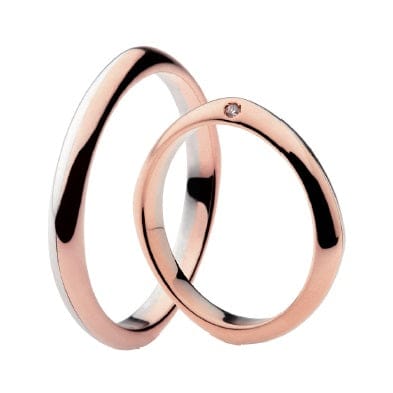 Bague Polello - Bague alliance en or blanc et rose avec diamants 58 Facettes G1142B