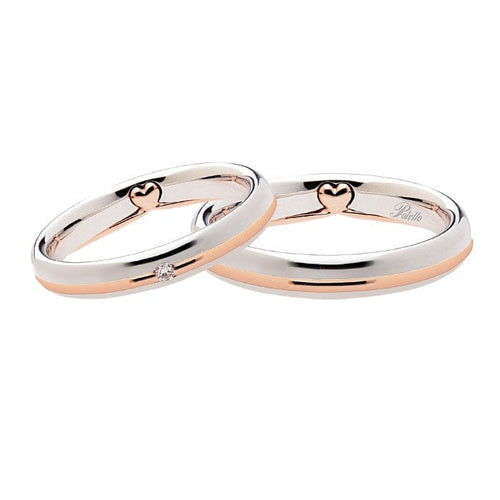 Bague Polello - Alliance en or blanc et or rose 58 Facettes G1144