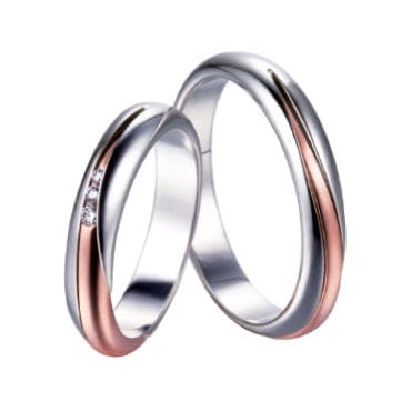 Bague Polello - Alliance en or blanc et or rose 58 Facettes G1162