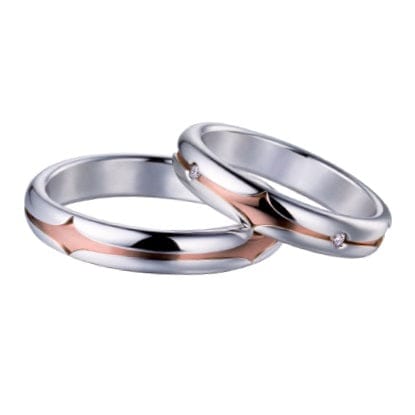 Bague Polello - Alliance en or blanc et rose 58 Facettes G1174