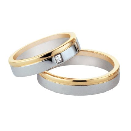 Bague Polello - Alliance en or blanc et or jaune 58 Facettes G1176