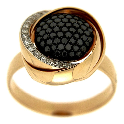 Bague K di Kuore - Bague en or rose avec diamants blancs et noirs 58 Facettes G1348