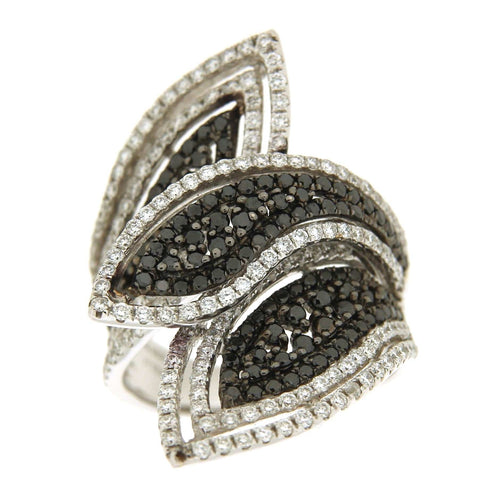Bague Guidetti - Bague en or blanc avec diamants brillants blancs et noirs 58 Facettes G1842