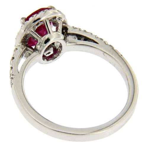 Bague Guidetti - Bague en or blanc avec rubis ovale et diamants 58 Facettes G2440