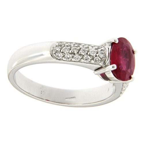 Bague Bague en or blanc avec rubis et entourage de diamants 58 Facettes G2638