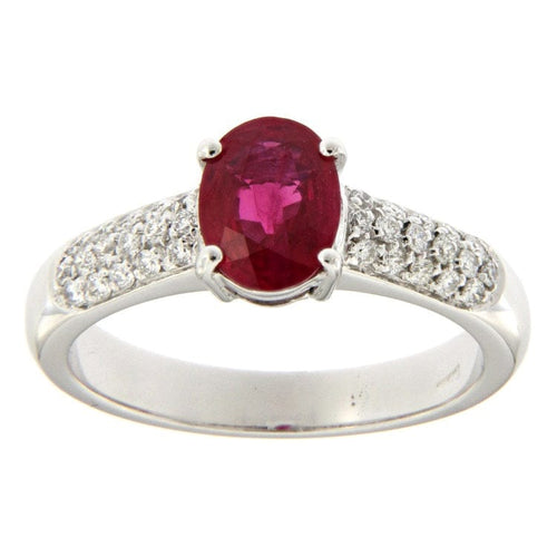 Bague Bague en or blanc avec rubis et entourage de diamants 58 Facettes G2638