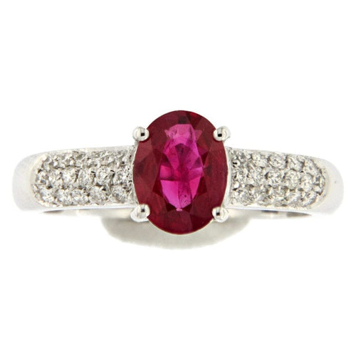 Bague Bague en or blanc avec rubis et entourage de diamants 58 Facettes G2638