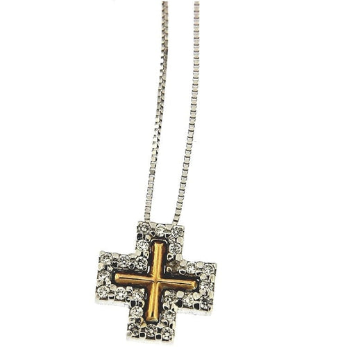 Collier Collier ras-de-cou avec croix en or blanc et diamants 58 Facettes G2645