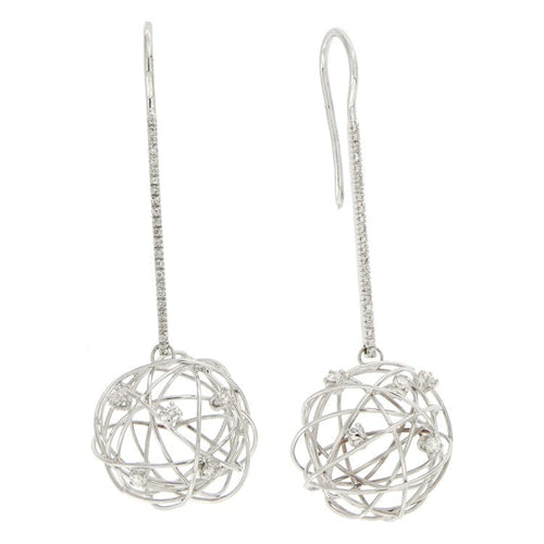 Boucles d'oreilles Guidetti - Boucles d’oreilles pendantes boule en or blanc et diamants 58 Facettes G2655