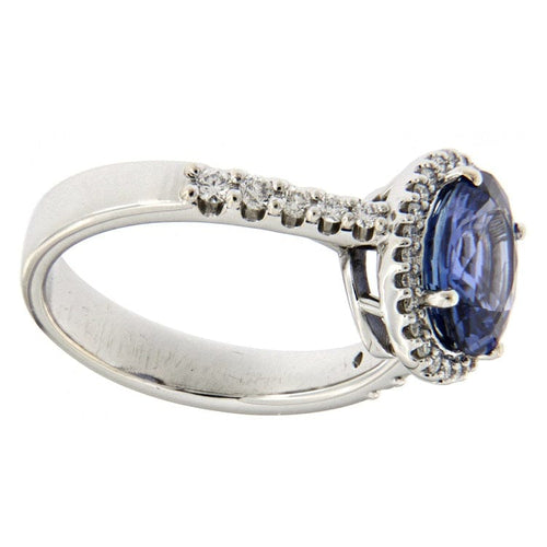 Bague Guidetti - Bague en or blanc avec saphir ovale et diamants 58 Facettes G2690