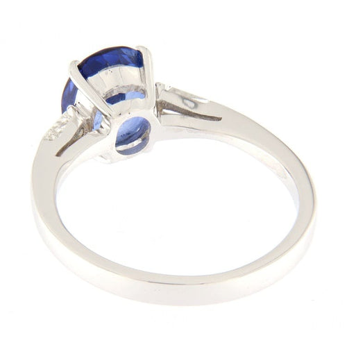 Bague Guidetti - Bague en or blanc avec saphir et diamants baguette 58 Facettes G2788