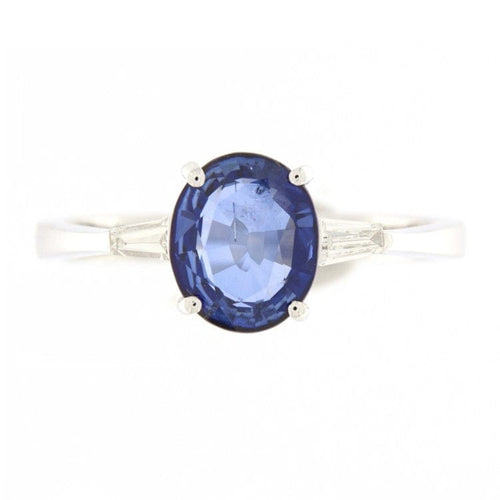 Bague Guidetti - Bague en or blanc avec saphir et diamants baguette 58 Facettes G2788