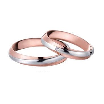 Bague Polello - Alliance en or blanc et or rose 58 Facettes G2880