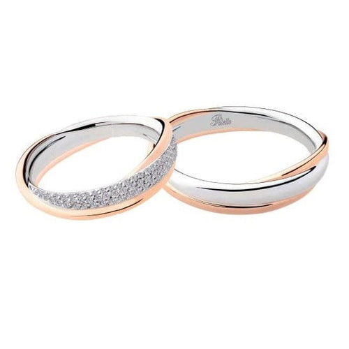 Bague Polello - Alliance en or blanc et rose avec diamants taille brillant 58 Facettes G2881