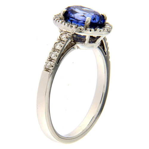 Bague Bague en or blanc avec saphir 2,45 ct et diamants 0,28 ct 58 Facettes G3062