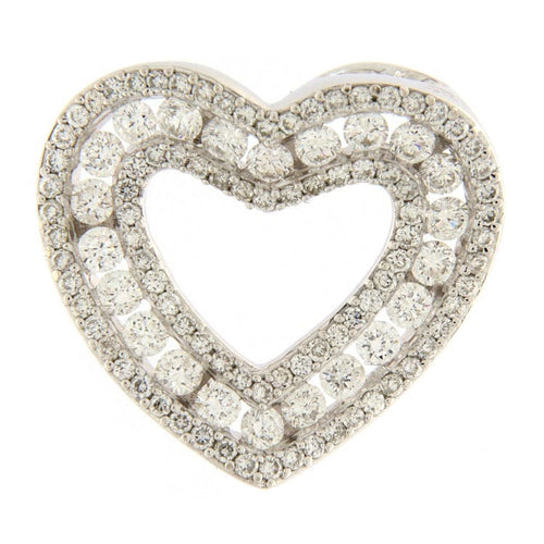 Pendentif Guidetti - Pendentif cœur en or blanc et pavé de diamants 58 Facettes G3147