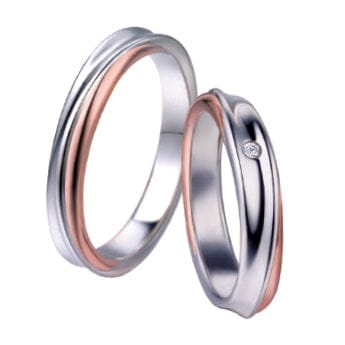 Bague Polello - Alliance en or blanc et rose avec diamants taille brillant 58 Facettes G33B