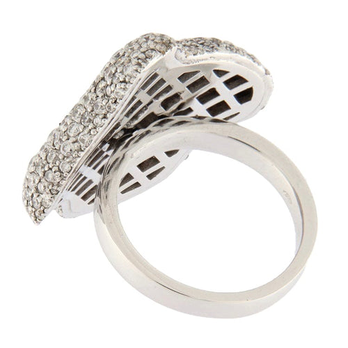 Bague 56.5 Nuage Pavé - Bague en or blanc avec diamants 5,17 ct 58 Facettes G3405