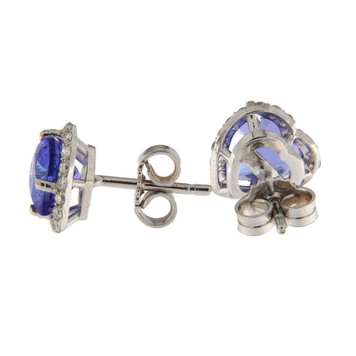 Boucles d'oreilles Boucles d’oreilles en or blanc 18K avec tanzanites et diamants 58 Facettes G3503