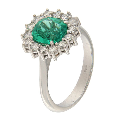 Bague Guidetti - Bague en or blanc avec émeraude colombienne et diamants 58 Facettes G3542