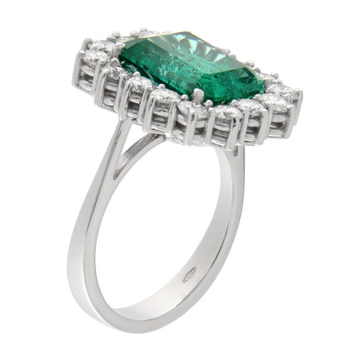 Bague Guidetti - Bague en or blanc avec émeraude 5,12 ct et diamants 58 Facettes G3552