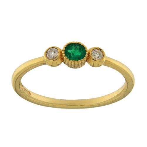 Bague Guidetti - Bague anneau en or jaune avec émeraude et diamants 58 Facettes G3655