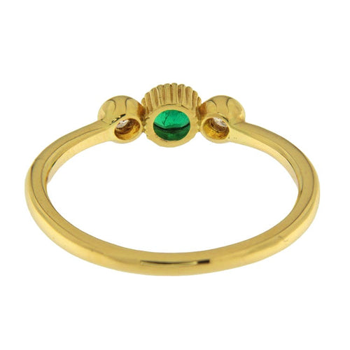 Bague Guidetti - Bague anneau en or jaune avec émeraude et diamants 58 Facettes G3655