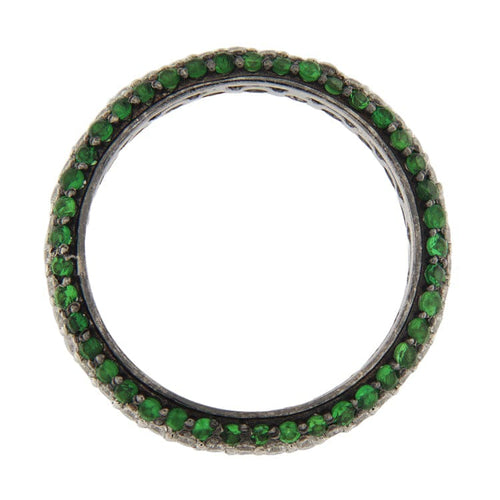 Bague Guidetti - Bague éternité en or blanc avec diamants et tsavorites 58 Facettes G3669