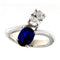 Bague 55 Bague en or blanc 18 kt avec diamant ovale 1,00 ct GIA et saphir 58 Facettes G3696