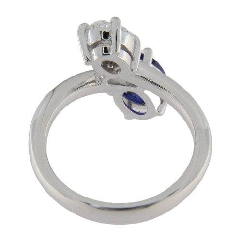 Bague 55 Bague en or blanc 18 kt avec diamant ovale 1,00 ct GIA et saphir 58 Facettes G3696