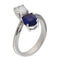 Bague 55 Bague en or blanc 18 kt avec diamant ovale 1,00 ct GIA et saphir 58 Facettes G3696
