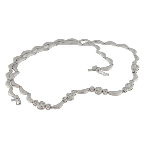 Collier Girocollo vintage en or blanc 18 kt avec diamants 58 Facettes G3718