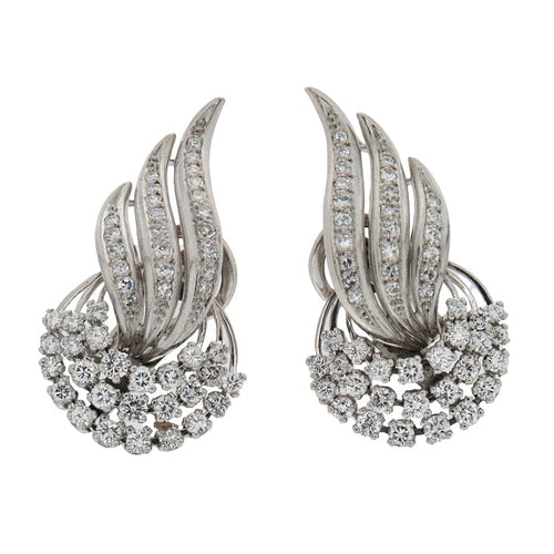 Boucles d'oreilles Boucles d’oreilles vintage en or blanc 18 ct et diamants 2,65 ct 58 Facettes G3742