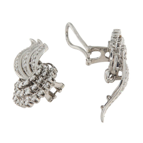 Boucles d'oreilles Boucles d’oreilles vintage en or blanc 18 ct et diamants 2,65 ct 58 Facettes G3742