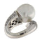 Bague 54.5 Bague vintage en or blanc 18 ct avec perle et diamant 1,51 ct 58 Facettes G3751