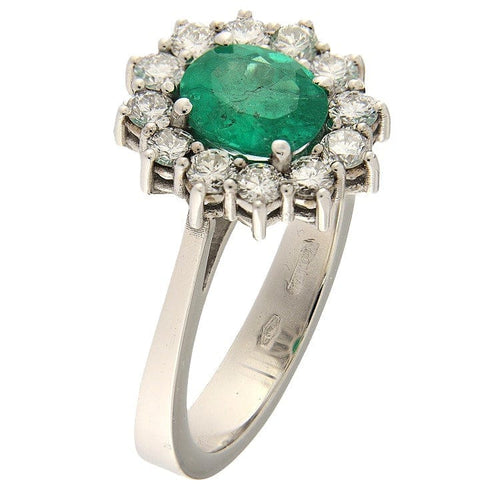 Bague Guidetti - Bague en or blanc avec émeraude 1,14 ct et diamants 0,73 ct 58 Facettes G3757