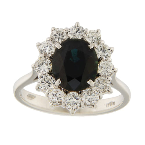 Bague Bague en or blanc 18 carats avec saphir 2,70 ct et diamants 58 Facettes G3758