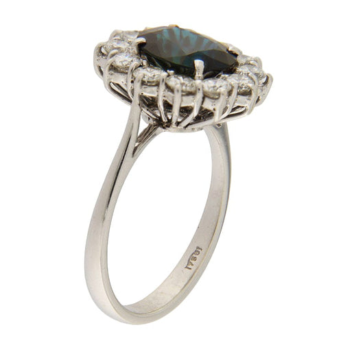 Bague Bague en or blanc 18 carats avec saphir 2,70 ct et diamants 58 Facettes G3758